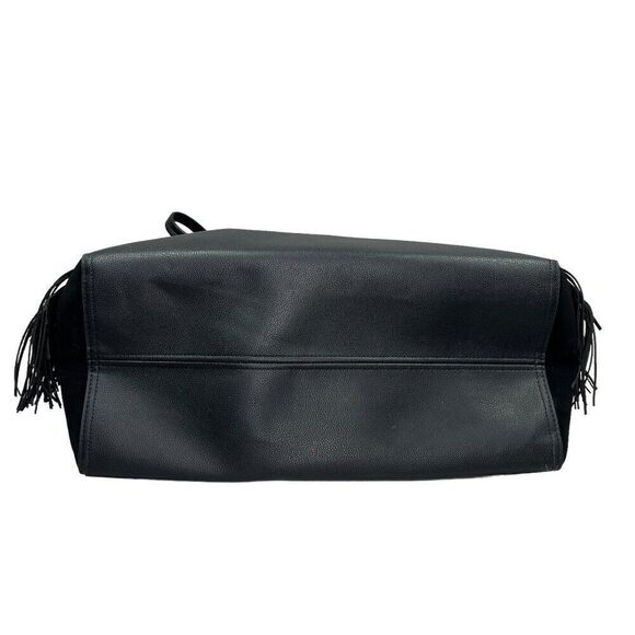Victoria's Secret Women's Black Faux Leather Fringe Tote‎ Shoulder Bag - Picture 6 of 13
